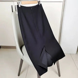 And Summer 2025 New OL Commuter Professional Bag Hip Skirt In The Long Black High-Waist A Word Straight Suit