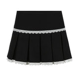 Style Lovely Lace Spliced Pleated Skirt Ins Summer New Thin And High Waist A-Shaped Short Skirt-Outfit
