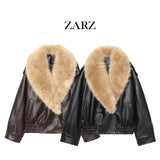 Homemade New Women's Fashionable And Open-Necked Leather Jacket