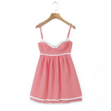 Gingham Strap Bustier Baby Doll Mini Dress-Outfit