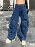 Toloer 2024 New Fashion High Waist Large Pocket Loose Casual Wide Leg Pants Women's Wear-Outfit
