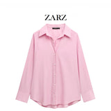 Homemade New Women's Striped Oxford Long Sleeve Clip Simple Shirt