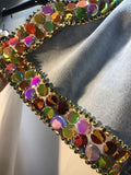 Women's Denim Shorts Loose Elastic Waist Rivet Colorful Big Sequins Wide Leg Short Jeans 2024 Summer New Fashion 29L1084-Outfit