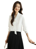 Toloer 2025 New Denatry White Shirt Lady Long Sleeve Spring Commuting Professional Shirt Temperament