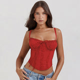 Summer New Lace Splicing Tie With Sexy Blouse Babes Sling Vest