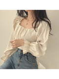 Blouse French Elegant Sweet Jumper 2023 New Korean Cute Age Reduction Retro Bow Top Fashion Trend Versatile Female Wear-Outfit