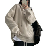 Wind Sweet Retro Hooded Knitted Sweater Women's Autumn And Winter 2024 New Loose Board Pullover-Outfit