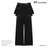 Spring New Leather Belt Short Skirt Belt Belt Belt Belt Belt + Two-Piece Pendant Broad Leg Pants Women Two Sets