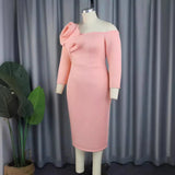 One-Shoulder Sexy Three-Dimensional Floral Dress Dress Elegant Body-Supling Party Dress