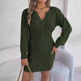 Autumn And Winter Burst Chicken Heart Collar Lantern Sleeve Ass Sweater Skirt Women's