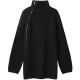 Wind Asymmetrical Zipper Turtleneck Sweater In Long Versatile Loose Design Sense Niche Knit-Outfit
