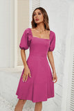 Station Summer Hot New Solid Color Collar Bubble Bubble Sleeve Dress