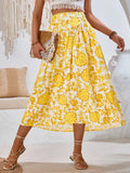 Toloer Hot Selling Independent Research And Development Dress In The United States Station Print Casual Waist Clear Fresh Air Skirt-Outfit