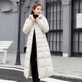 Cotton-Padded Clothes Women 2024 Winter New Korean Version Long Knee Down Cotton-Padded Jacket Women Big Wool Collar Slim And Thick Cotton-Padded Jacket Women-Outfit