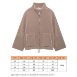 Women's Autumn And Winter Fashion Colliding Splicing Lead Resin Zipper To Keep Warm Imitation Lamb