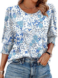 Color Women's Clothing 2025 Autumn Loose Leisure Printing Seven-Sleeve Round-Neck T-Shirt