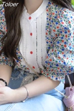 Blouse Women O-neck Puff Sleeve Shirt Fashion Clothes Floral Shirts 2023 Blusas De Mujer Summer Blouses Korean
