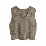 solid fashion knitted sweater vest crop tops jumper mujer pull femme hiver 2020 women fashion autumn winter