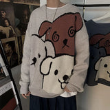 Cartoon Bear Sweater Men's Winter Men's Women's Fashion Long-sleeved Knitted Pullover Sweater Oversized 2021 New Cotton