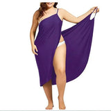 Toloer New Plus Size Dress Solid Color Sexy Sling Beach