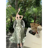 Toloer Break Broken Flower Condole Belt Dress Female Waist Show Thin Temperament Senior Feeling Hot Girl Long