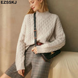 Autumn Winter basic oversize thick Sweater pullovers Women 2021 LOOSE needle twist sweater pullovers female Long