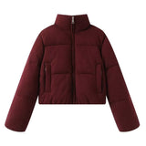 New Fashion Temperament Women's Knitted Fabric Standing Collar Warm Cotton Suit