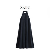 Homemade New Women's Classic Linen Hanging Neckless Dress