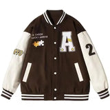 New Spring Retro Letter Embroidered Jackets Coat Men's Y2K Street Hip Hop Trend Baseball Uniform Couple Casual Loose