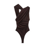 Women's Dress French Fashion Casual Pure Color Brocing Net Asymmetric Folding And Dressing Woman