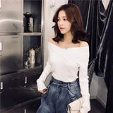 Women's Sweater Korean Bottom Knitwear Long-sleeved Tops Off-the-shoulder Slim Sweater Woman 2022 Autumn and Winter New