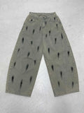 Water Wash Retro To Do Old Work Clothes High-Waist Jeans Babes BF Wind Straight Loose Leisure
