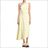 Women's New Fashion Pure Color Casual Temperament Shoulder Collar Folded Empty Dress Dress