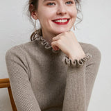 Toloer And Winter 2023 New Women's Knitwear Korean Version Of The Flower Collar Draw Bottom Shirt With Sweater Coat Jacket-Outfit