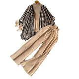 Version Of Chic Fashion Set Women's Long-Sleeved Knitted Top Coat + High-Rise Display Thin Leg Straight Trousers Three-Piece