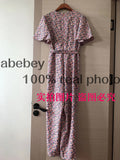 Beach Rompers Female Short Sleeve V Neck Elastic Ruched Loose Casual Bohemian Print Jumpsuits Summer