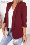 Casual Fashion Lapel Coat Long Sleeve Elegant Temperament Korean Style Office Blazers Tops Spring Autumn Solid