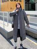 Chinese Drama Long College Style Down Jacket Female 2024 Winter Fashion Thick Loose Warm White Duck Down Matching Jacket-Outfit