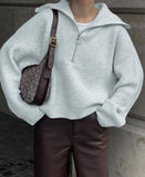 New Retro Long-Sleeved Top Loose Design Sense V-Neck Collar Women's Knitwear