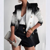 New Women's Coat Season Printing Xiaoxi Decoration Fashion Short Double Buckle Top