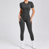 Toloer And Winter Stereo Back Tight Short-Sleeve Trousers One-Piece Sports Yoga Suit 88201-Outfit