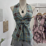 New Bow Design V-Neck Sexy Hanging Neck Sling Vest Sleeveless Top