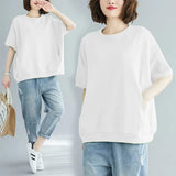 Toloer Size Add Fat Women's Clothing 200 Jin 2024 Summer Loose Large Size Cover Meat Show Thin Jacket Pure Color Round Collar Short Sleeve