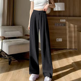 Toloer Leg Pants Women's Pants Down Loose High Waist Yellow Trousers Spring And Autumn Suit Narrow Version Straight Tube Casual Floor Trousers-Outfit