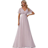 Sales Of Large Swing V-Neck Dress Chiffon Elastic Banquet Festival Annual Bridesmaid Performance Evening Dress
