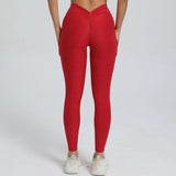 Toloer Tight Side Pocket V-Waist Yoga Pants No Embarrassment Line Peach Hip Fitness Hip Sweatpants-Outfit