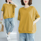Toloer Size Add Fat Women's Clothing 200 Jin 2024 Summer Loose Large Size Cover Meat Show Thin Jacket Pure Color Round Collar Short Sleeve