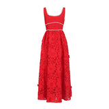 Elegant Style Dress Woman 2025 Summer New Fashion Lace Flower Stitching Design Sling