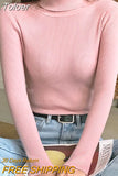 Women Casual Soft Cashmere Elastic Sweaters Turtleneck Slim Knit Pullovers For Women Solid Jumpers