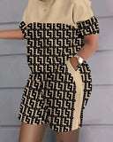 Independent Station Spring And Summer Fashion Positioning Printing Short-Sleeved 2-Piece Set Of Women-Outfit